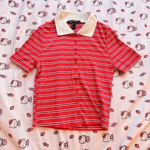 Forever 21 Red Striped Collar Shirt